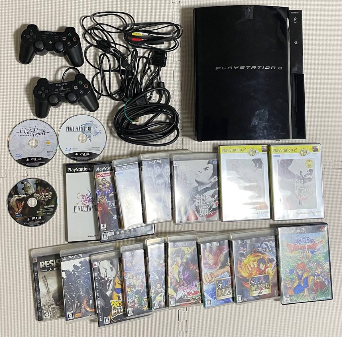 PS3 本体+コントローラ2本（ケーブル等有り）初期CECHA00型 PS2ソフト 