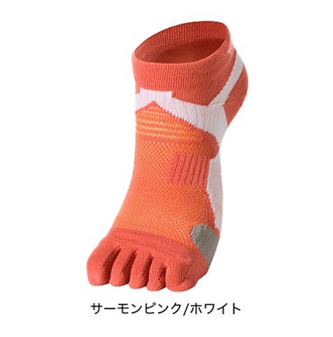 ファイテン★phiten★足王(ソッキング)５本指タイプ レディース　サーモンピンク/ホワイト　22-24cm