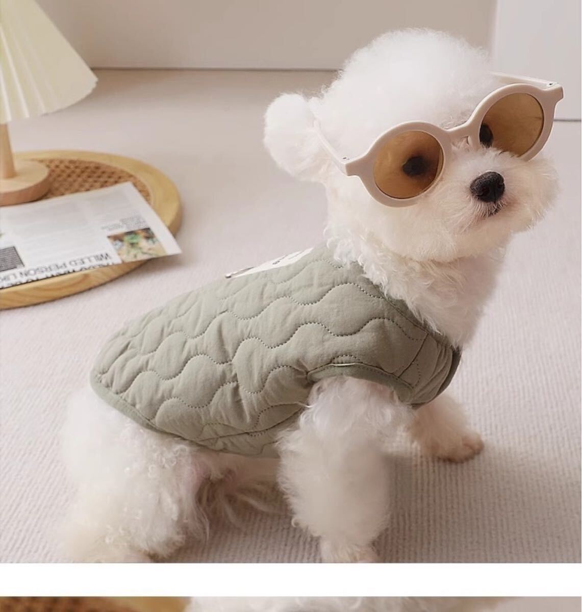 犬服 ドッグウェア コート ジャケットカーキ Mダウンベスト 冬服
