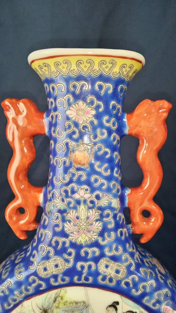 中国美術 色絵 魚紋 盤 φ18cm 光緒年製款 旧家蔵出 銀閣】中国美術 色絵人物紋 小壷 高5cm 旧家蔵出 送料無料(YB777