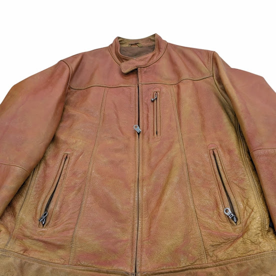 OLD UNIQLO オールドユニクロ レザーシングルライダース 牛革 キルティング 319-019184 サイズ XL ブラウン系