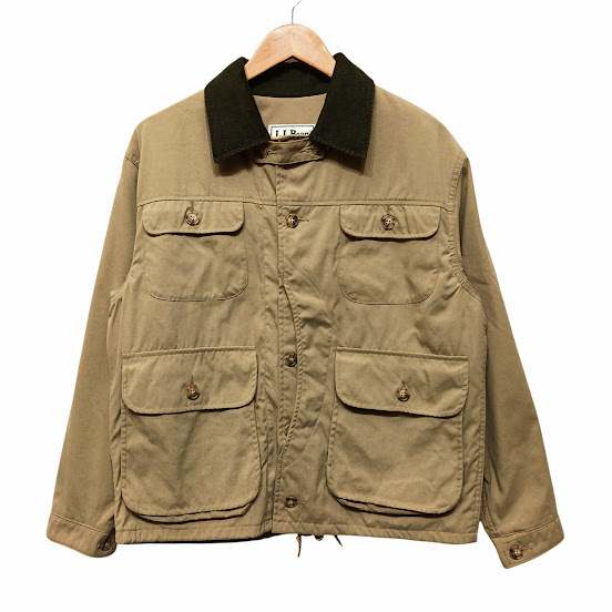99 80s L.L.Bean エルエルビーン フィッシングジャケット カバーオール 襟コーデュロイ ベージュ系 ヴィンテージ オールド サイズ M