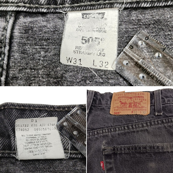 90s Levi's リーバイス 505 ブラックデニムパンツ ジーンズ カナダ制 REGULAR FIT STRAIGHT LEG 古著 OLD