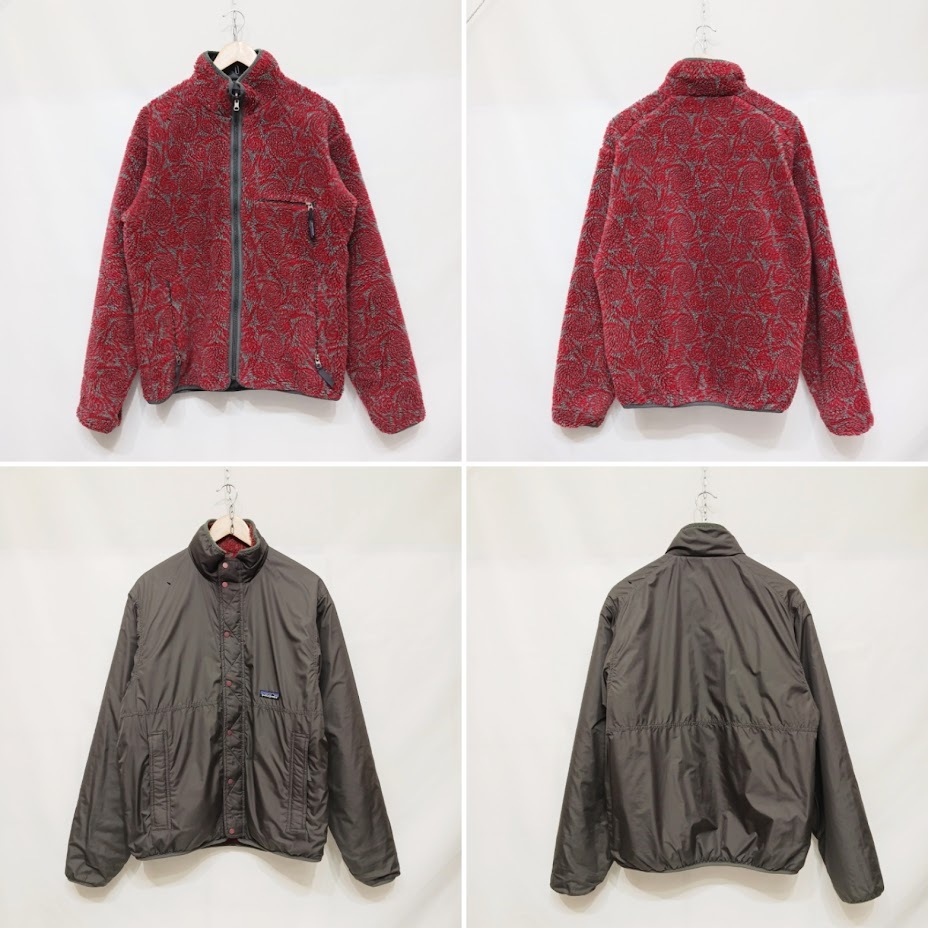 99 90s patagonia パタゴニア グリセード フリースジャケット ボア リバーシブル フルジップ 総柄 98年製 レッド系 OLD ヴィンテージ