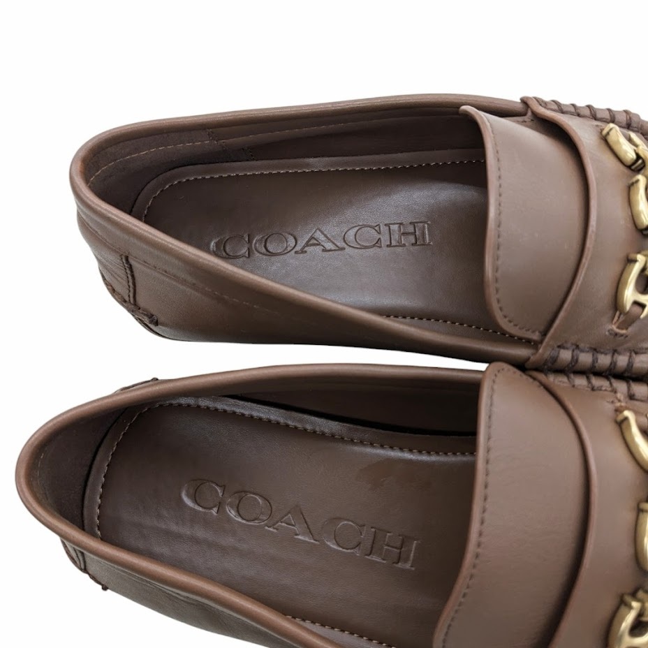 COACH コーチ CI326 シューズ レザー ビット ローファー シグネチャー チェーン ドライバー ブラウン サイズUS8.5 D 26.5cm