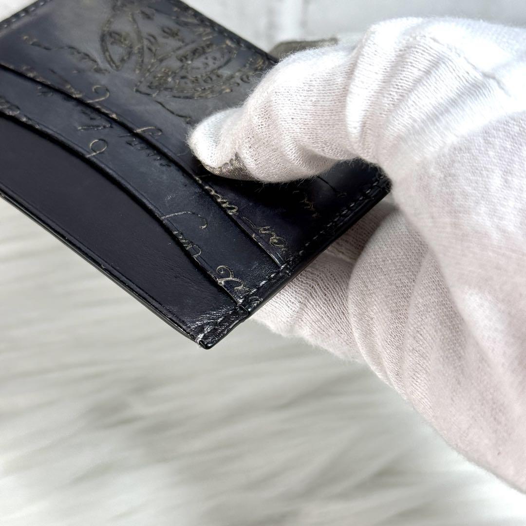 !_ прекрасный товар Berluti футляр для визитных карточек bamboo Neos klito кожа карта держатель Berluti штамп kali graph .- черный 