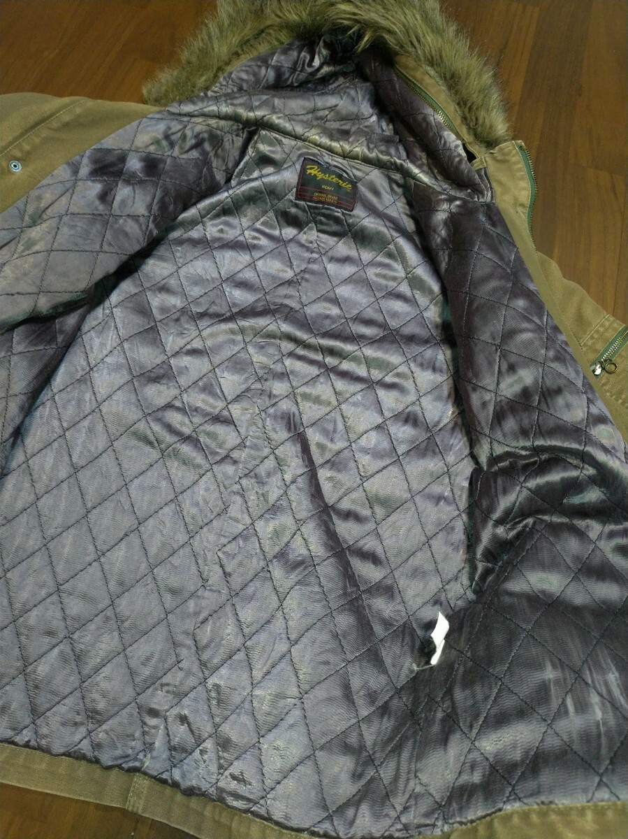 HYSTERIC GLAMOUR/ヒステリックグラマー ダッグ地 中綿コート カバーオール　ミリタリージャケット　レディース　フェイクファー　N3-B