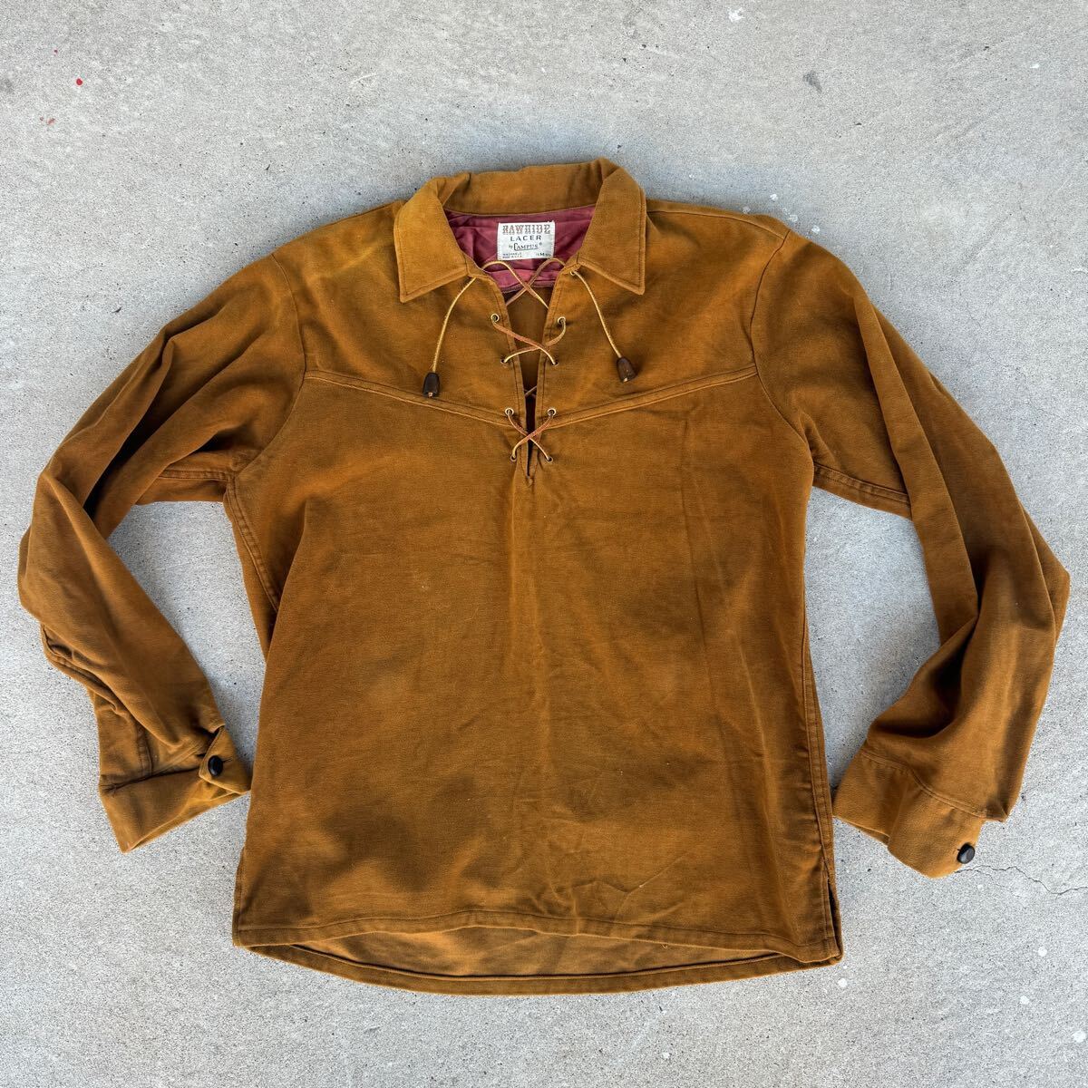 ビンテージ　60s　USA制　CAMPUS　レースアップ　モールスキン　長袖シャツ　250115
