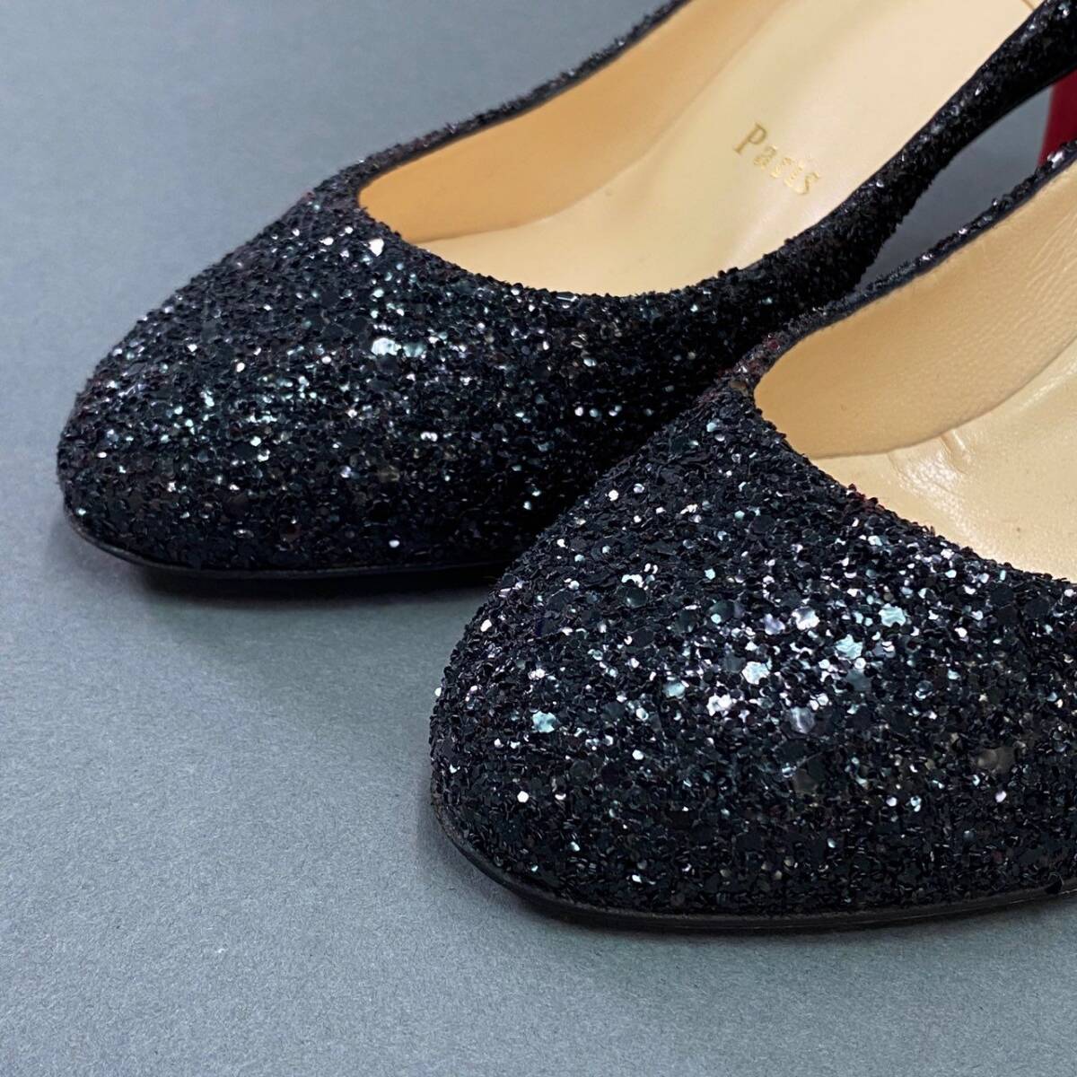 6a10 Christian Louboutin クリスチャンルブタン グリッター ラメパンプス 36 ブラック イタリア制 セレモニー 結(jié)婚式 シューズ