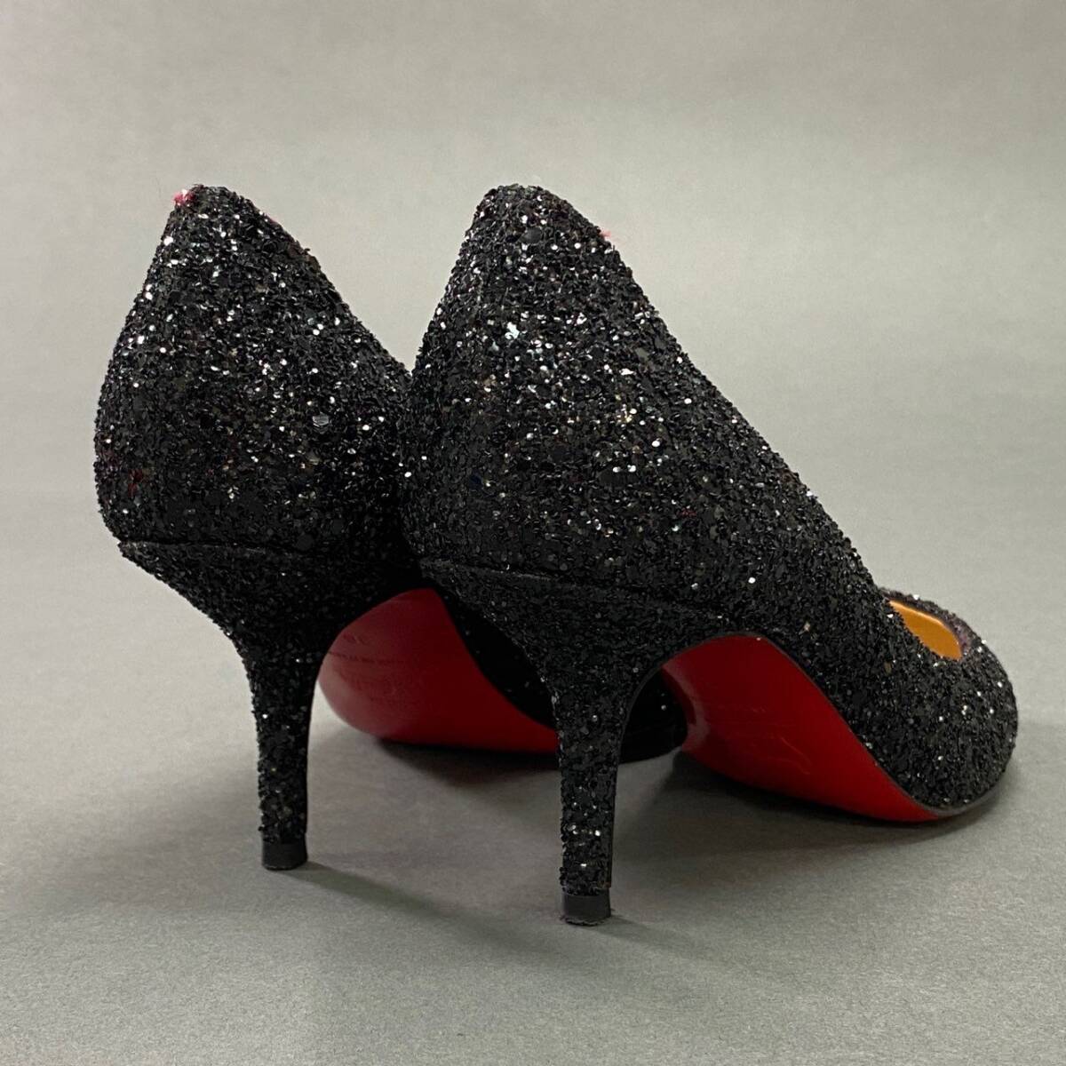 6a10 Christian Louboutin クリスチャンルブタン グリッター ラメパンプス 36 ブラック イタリア制 セレモニー 結(jié)婚式 シューズ