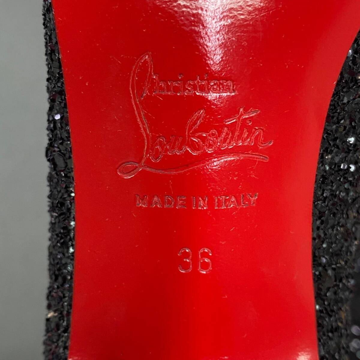 6a10 Christian Louboutin クリスチャンルブタン グリッター ラメパンプス 36 ブラック イタリア制 セレモニー 結(jié)婚式 シューズ