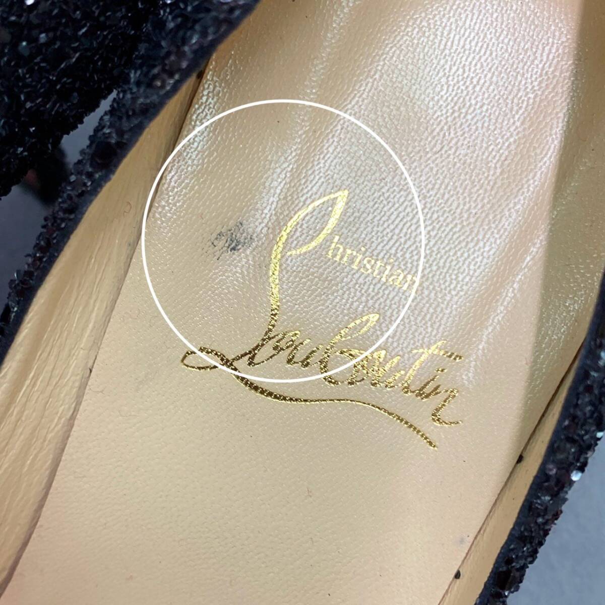 6a10 Christian Louboutin クリスチャンルブタン グリッター ラメパンプス 36 ブラック イタリア制 セレモニー 結(jié)婚式 シューズ