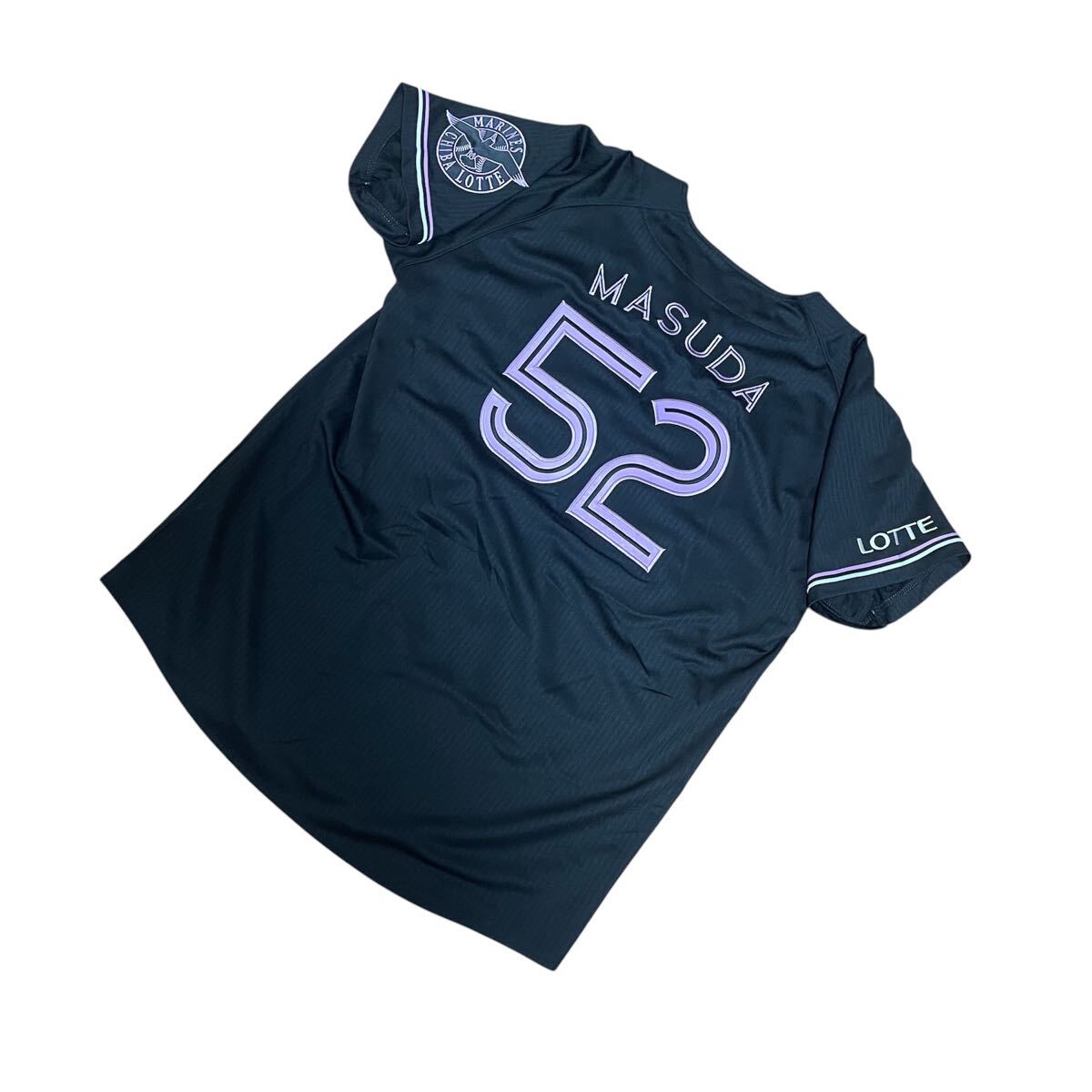 【超希少品・入手困難】千葉ロッテマリーンズ　MIZUNO ミズノ　2022年ブラックサマーレプリカユニフォーム　刺繍　益田直也　52 Lサイズ