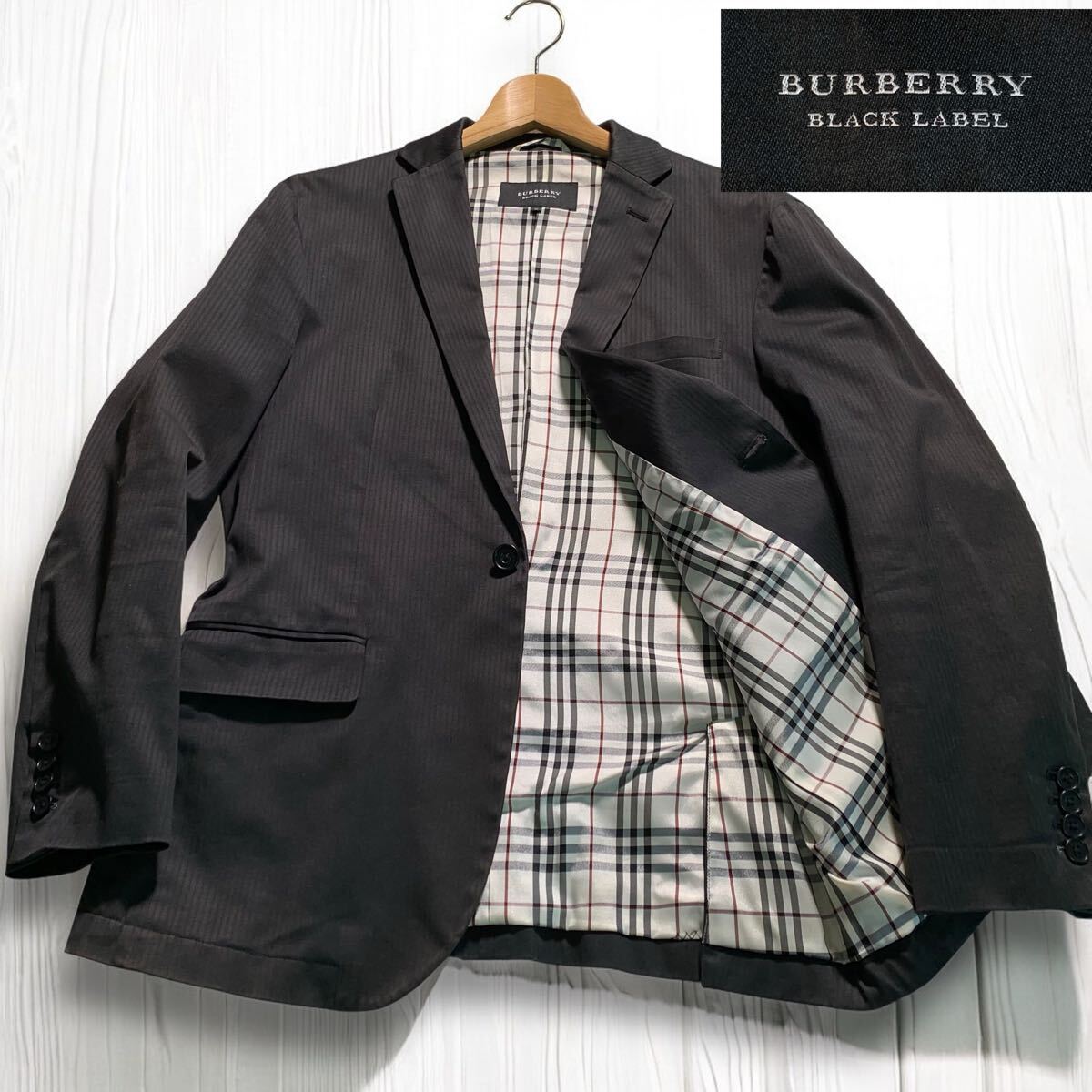 【BURBERRY BLACK LABEL】ジャケット ブラック チェック L BURBERRY ブラックレーベル テーラードジャケット ノバチェック
