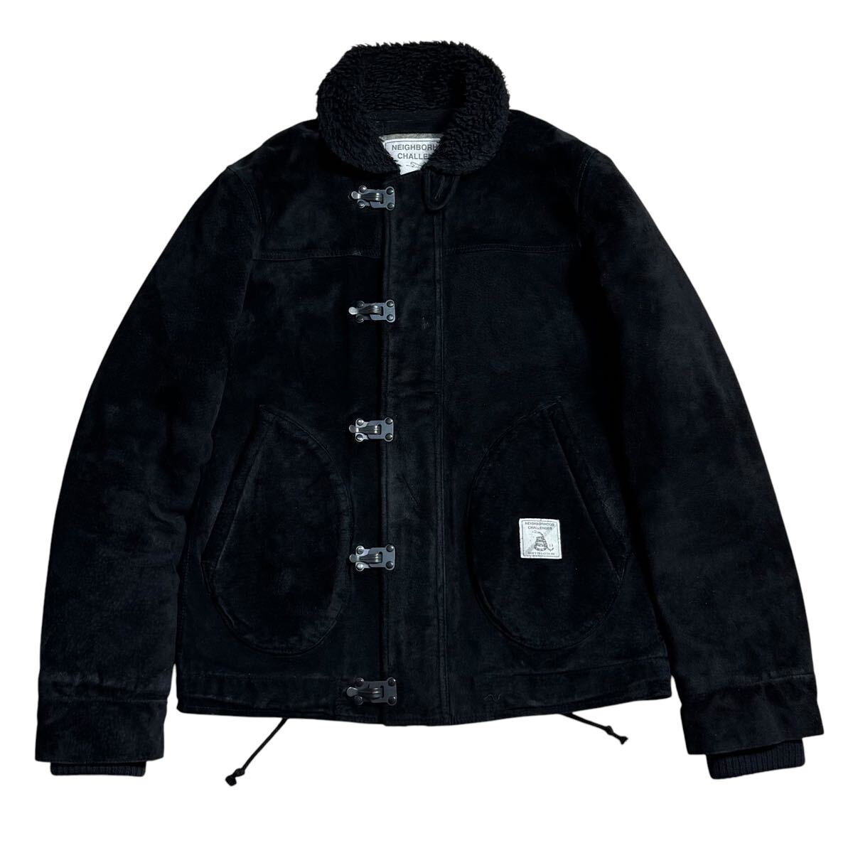 NEIGHBORHOOD CHALLENGER NHCH.N-1D/L-JKT ネイバーフッド チャレンジャー ピッグレザー デッキジャケット 黒 S