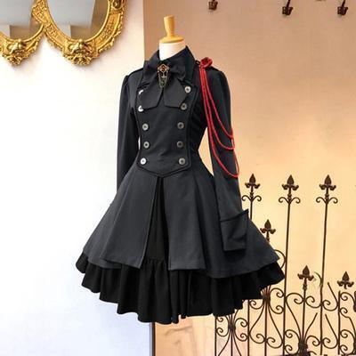軍服ワンピース ロリータ コスプレ アイドル レディース Mサイズ グレー