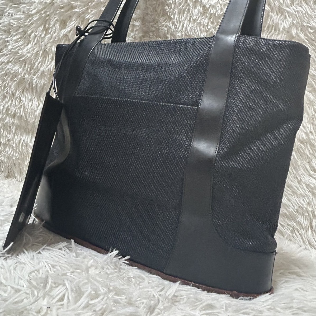 【美品】BALLY バリー トートバッグ ハンドバッグ ビジネス メンズ A4収納 大容量 肩掛け パスケース付き ウッド ロゴ ネイビー 紺