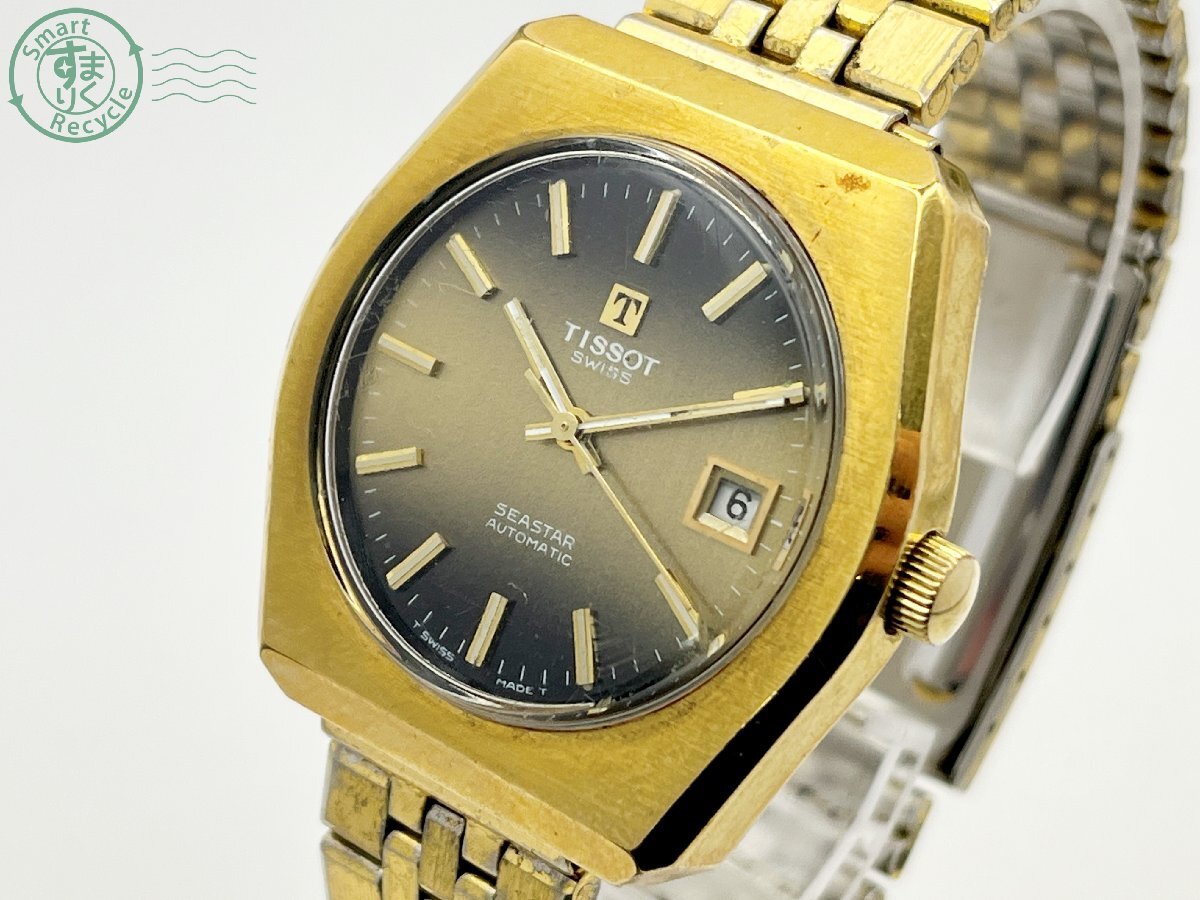 BA0602185　▽ TSSOT ティソ SEASTAR シースター AUTOMATIC デイト ゴールド アナログ 3針 メンズ 自動巻き AT 腕時計 中古