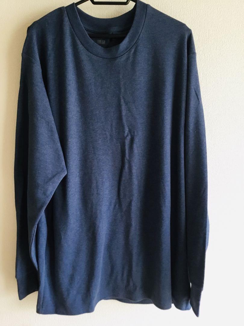 未使用★ユニクロ　UNIQLO メンズ青　柔らか長袖Tシャツ　★XL