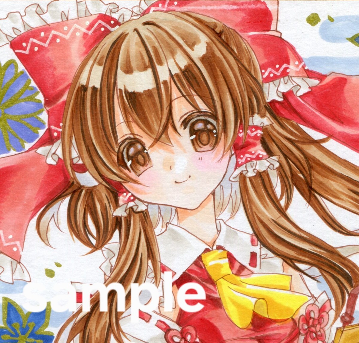 手描きイラスト☆東方Project☆博麗霊夢☆新年 正月 巳年 着物 手描きイラスト☆東方Project☆博麗霊夢☆新年 正月 巳年 着物