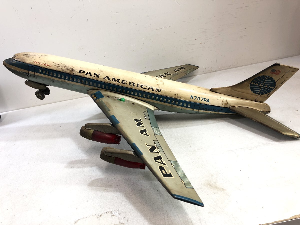 【ジャンク】野村トーイ PAN AM ボーイング707 N707PA / 電動走行不可 ブリキ製 PAN AMERICAN BOEING 707 NOMURA TIN TOY ▲