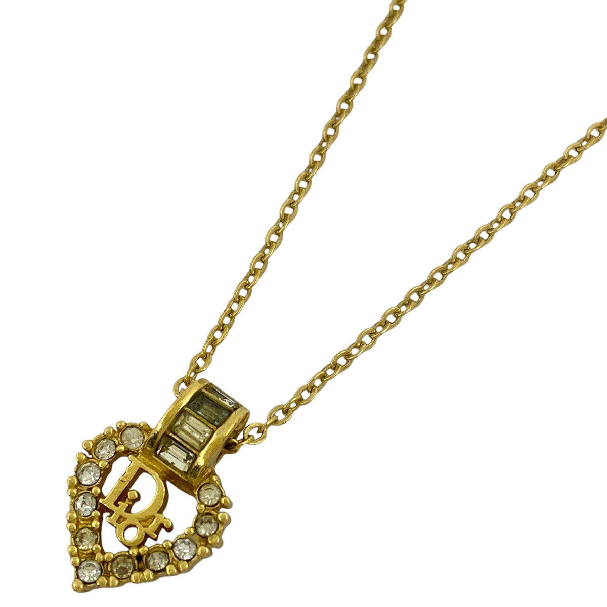 Christian ひびき Dior ハート ロゴ ラインストーン ネックレス Christian ひびき Dior ハート ロゴ ラインストーン ネックレス