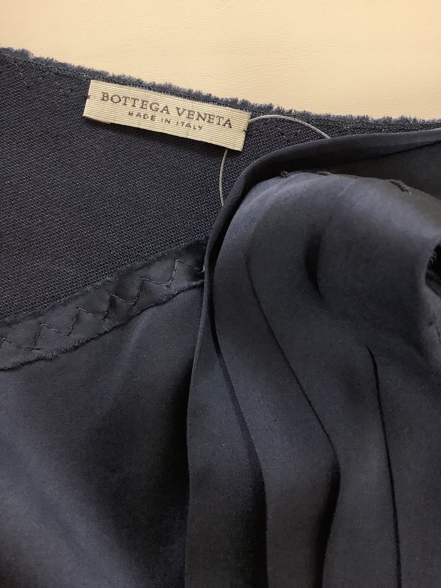ボッテガ?ヴェネタ (Bottega Veneta) ネイビーワンピース 前身頃ドレープ サイズ38