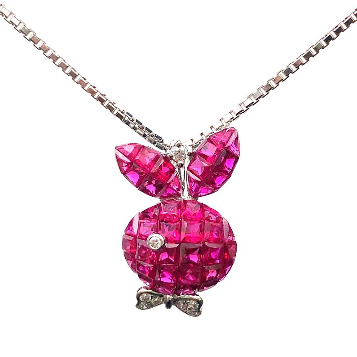 ルビー 4.62ct ダイヤモンド ネックレス ホワイトゴールド K18WG 45cm 5.7g