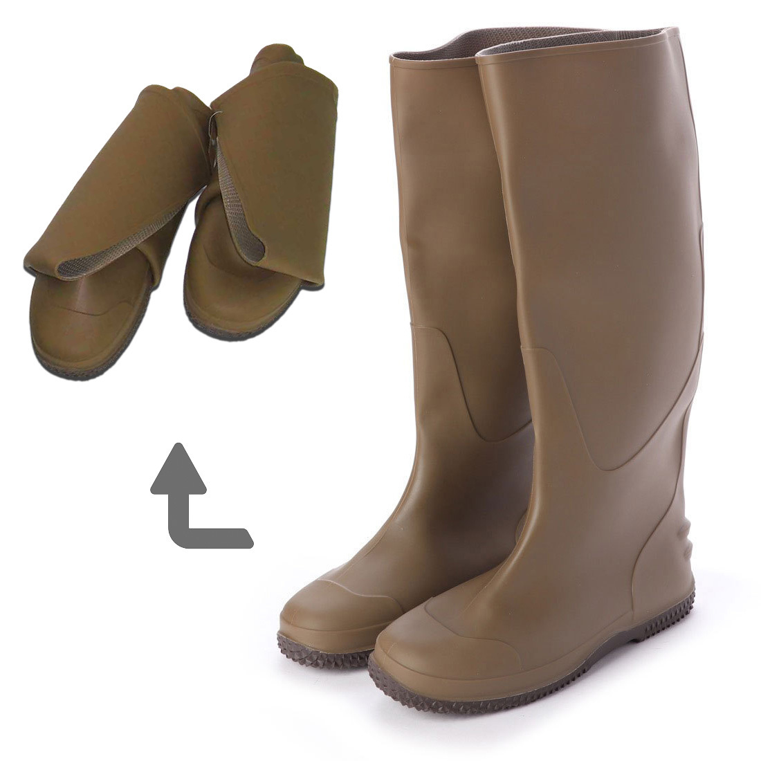 * new goods *[19044_KHAKI_ LL (26.5~27.0)] outdoor rain boots folding .. type storage * mobile . convenience man and woman use (SS~XL)