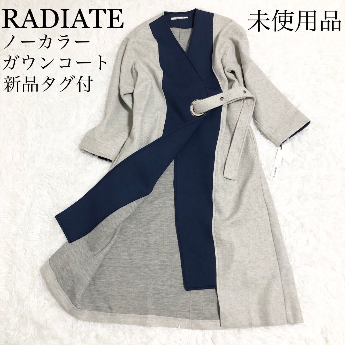 セオリーリュクス 上品 白 ノーカラー スプリングコート ストレッチ M相当 セオリーリュクス 上品 白 ノーカラー スプリングコート
