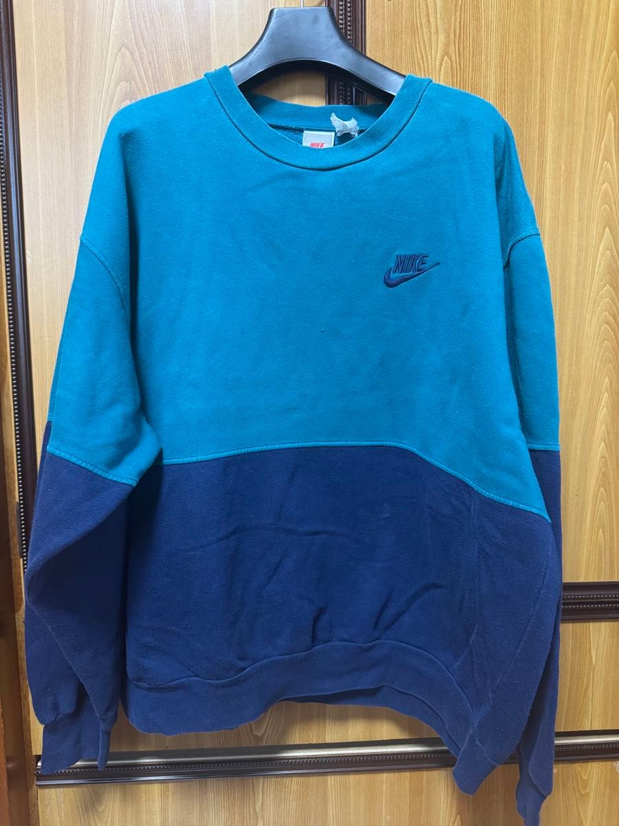 5NIKE スウェット Sサイズ ティファニーブルー ロゴ刺繍 海外限定 裏起毛 ナイキ 刺繍ロゴ バイカラー ゆるだぼ 裏起毛|Yahoo!フリマ(旧