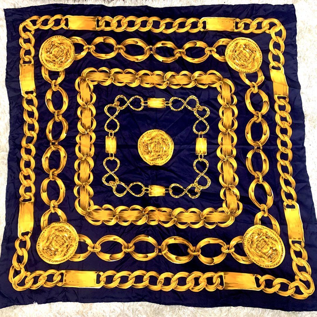 極美品】CHANEL シャネル カレ90 大判スカーフ ストール 極美品】CHANEL シャネル カレ90 大判スカーフ ストール