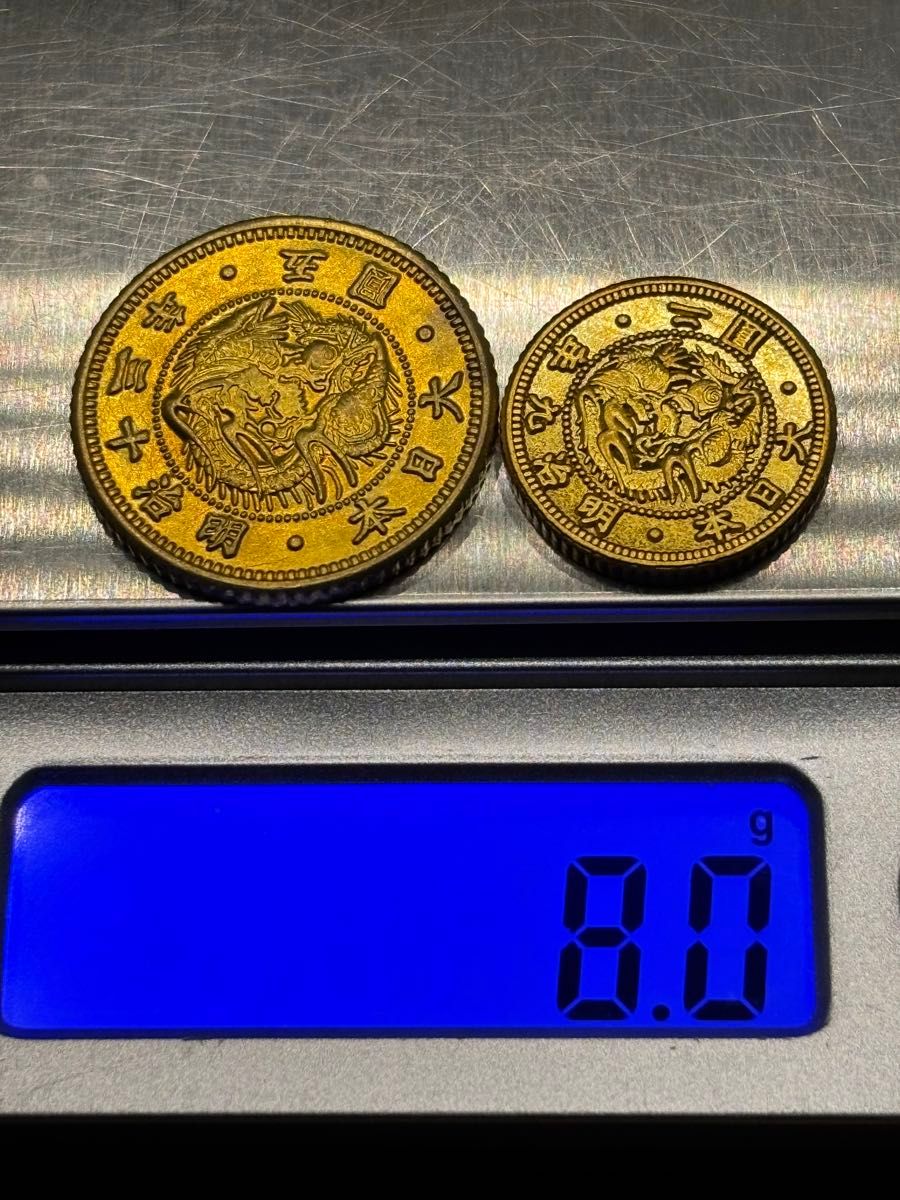 旧五圓金貨【明治十三年銘】旧ニ圓金貨【明治九年銘】 八咫烏10 旧五圓金貨【明治十三年銘】旧ニ圓金貨【明治九年銘】 八咫烏10