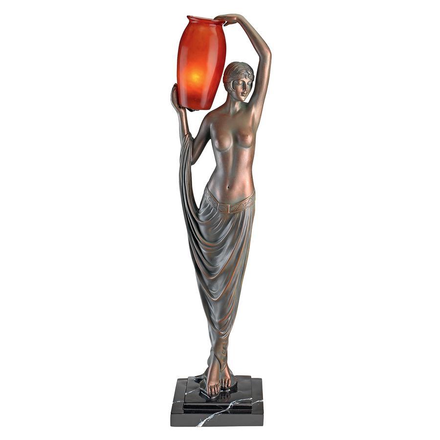 アールデコ女性像のルームランプ 90cmインテリア装飾西洋彫刻オブジェ飾りイルミネーション置物照明卓上ナイトスタンド洋風ライト小物_画像1