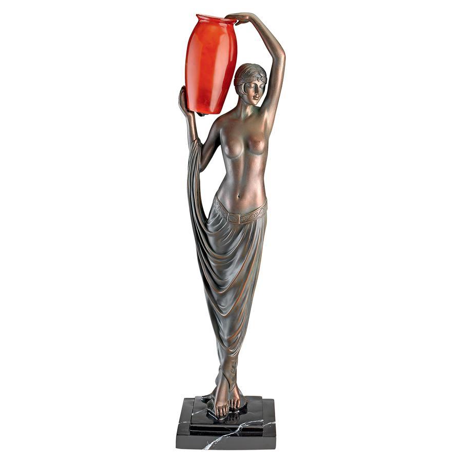 アールデコ女性像のルームランプ 90cmインテリア装飾西洋彫刻オブジェ飾りイルミネーション置物照明卓上ナイトスタンド洋風ライト小物_画像2