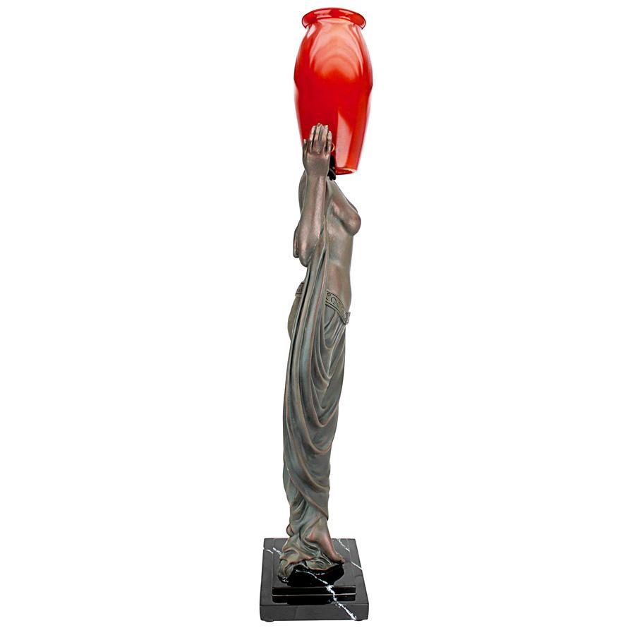 アールデコ女性像のルームランプ 90cmインテリア装飾西洋彫刻オブジェ飾りイルミネーション置物照明卓上ナイトスタンド洋風ライト小物_画像3