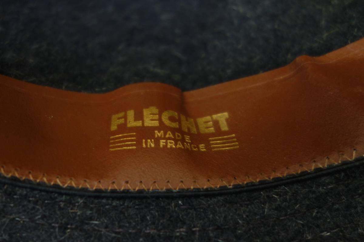 VINTAGE EU COLLECTION ＊ヨーロッパ　フランス系 ＊FLECHET ＊ソフトハット　中折れ帽 　ウールハット 帽子　内寸58cm ＊MADE IN FRANCE　_画像9