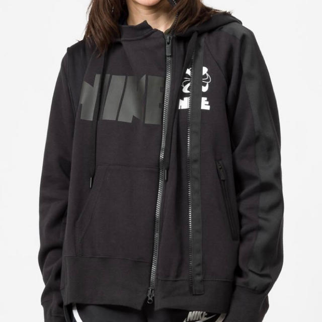 M 国内正規 NIKE LAB SACAI ダブル ジップ パーカー black ナイキ W NRGA double zip HOODIE サカイ APC