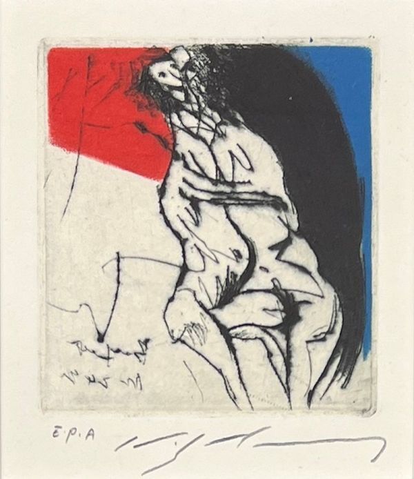 FCP】 真作保証 池田満寿夫 限定銅版画9x8.2cm 「女友達より