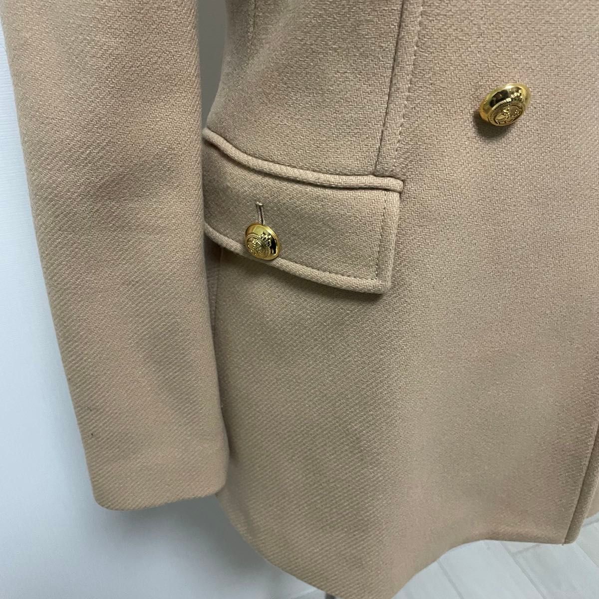 ZARA ナポレオンコート ダブルブレスト ピーコート ザラ 美品 金 ZARA ナポレオンコート ダブルブレスト ピーコート ザラ 美品 金