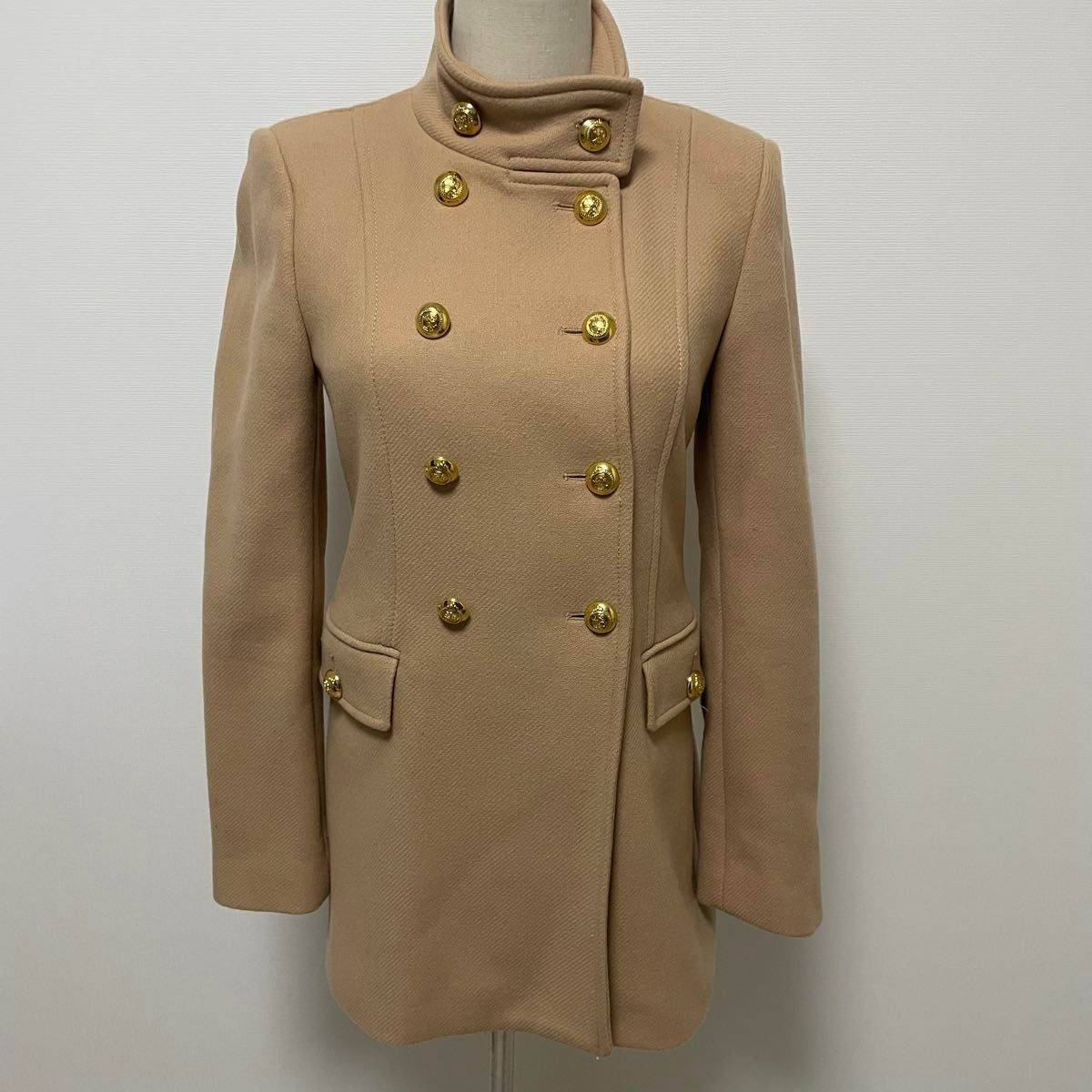 ZARA ナポレオンコート ダブルブレスト ピーコート ザラ 美品 金 ZARA ナポレオンコート ダブルブレスト ピーコート ザラ 美品 金