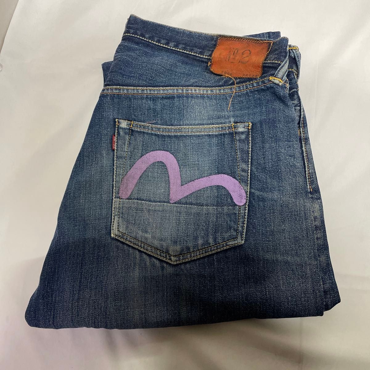 EVISU No 2 LOT 2000 38×35 ジーンズ 古本 カモメペイント紫 EVISU No 2 LOT 2000 38×35 ジーンズ 古本 カモメペイント紫