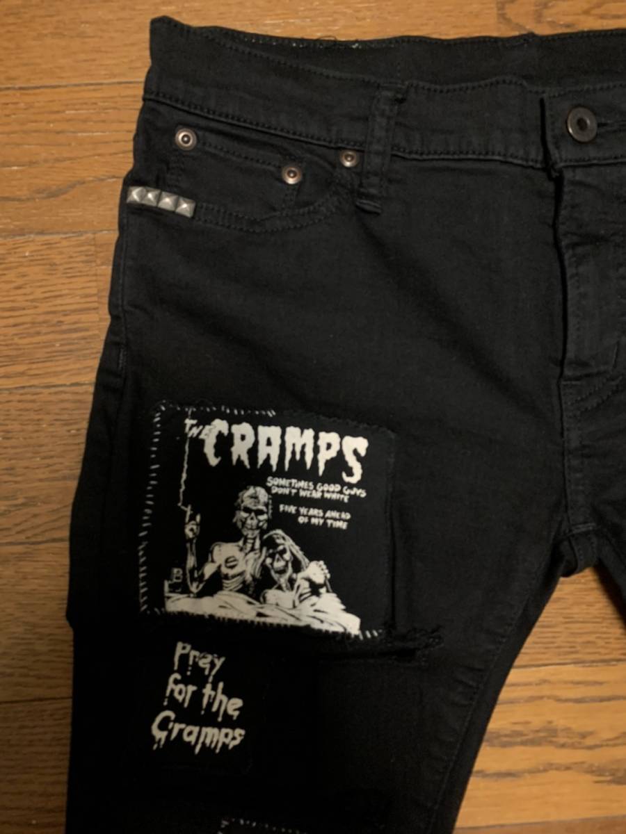 ★値下げ交渉あり★ヒステリックグラマー THE CRAMPSクラッシュ加工スタッズパンツ L679 美品 サイズ27 hysteric glamour 貴重 超名作 _画像3