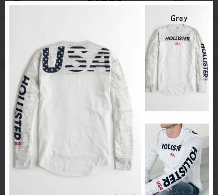 Hollister メンズ 長袖 Tシャツ 袖ロゴ USA