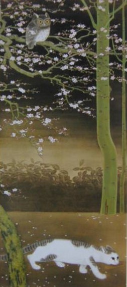 小茂田 青樹、春の夜、希少画集画、状態良好、新品額 額装付 小茂田 青樹、春の夜、希少画集画、状態良好、新品額 額装付