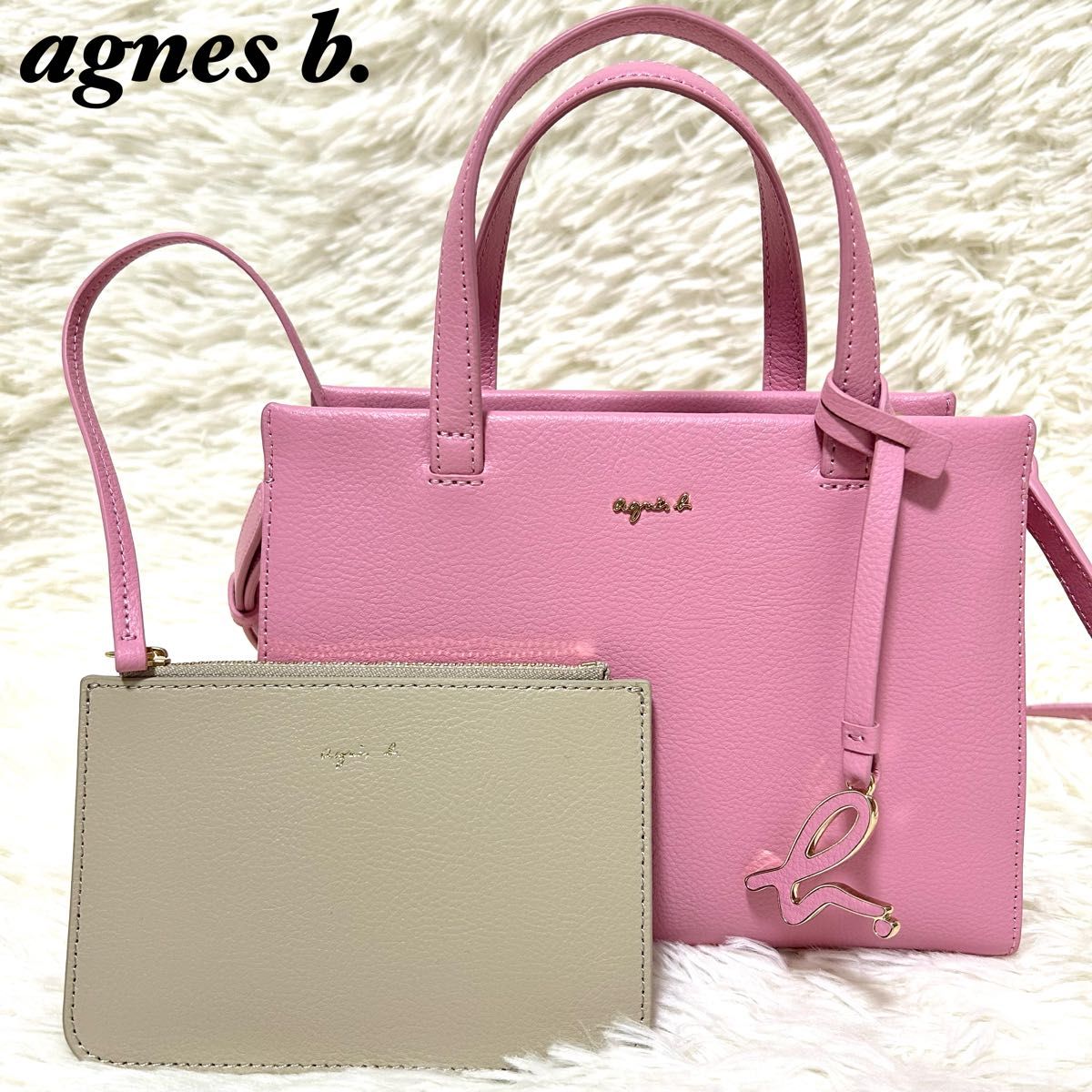 極美品】agnes b アニエスベー 2way ショルダーバッグ シボ革 極美品】agnes b アニエスベー 2way ショルダーバッグ シボ革