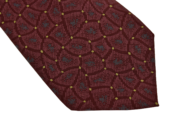 N-1408* free shipping * beautiful goods *Christian Dior MONSIEUR Christian Dior mshu* made in Japan bordeaux color pattern pattern silk necktie 