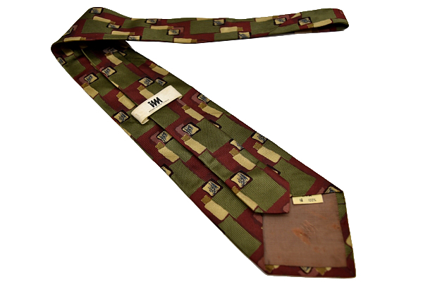 N-1435* free shipping *im MIYAKE DESIGN STUDIO I.M Issey Miyake * made in Japan khaki green color weave cloth pattern pattern silk necktie 