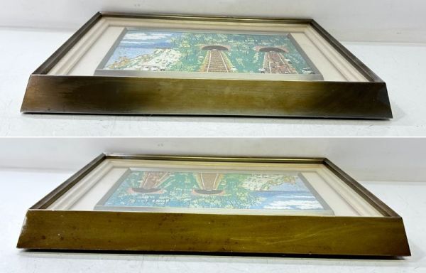 sa☆/ 貴重 山下清 複製画 トンネルのある風景 絵画 額装 貼絵 sa☆/ 貴重 山下清 複製画 トンネルのある風景 絵画 額装 貼絵