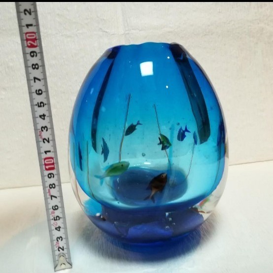 ベネチアンガラス 花瓶 ガラス工芸品 ガラスアート 水族館 魚